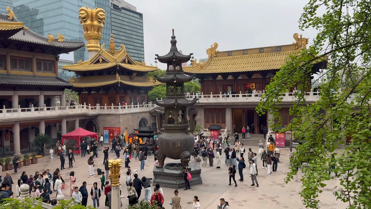 The courtyard from the terrace, the bronze incense
