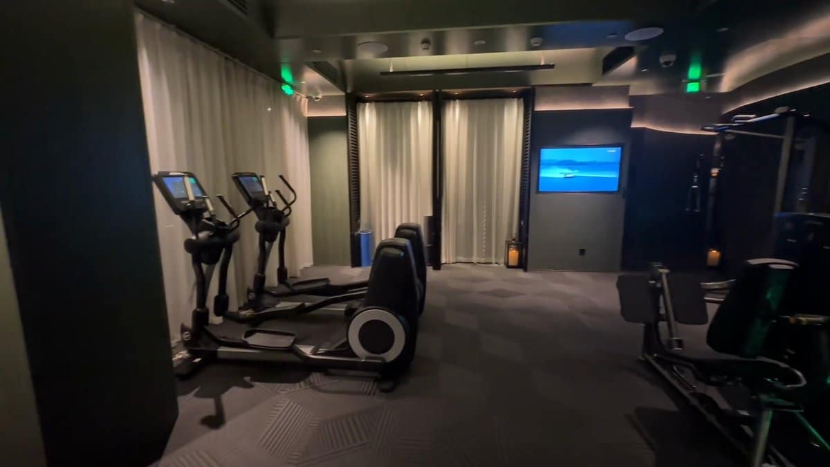 The gym from the other end, the equipment
