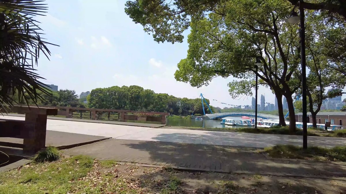 The lakeside walk with timber railings and a