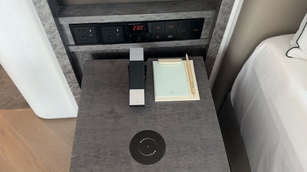 The same bedside controls from a little further