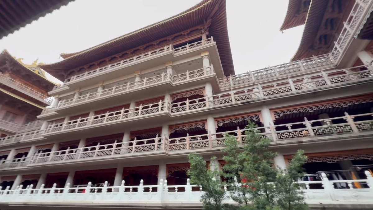 The two-storey galleries running around the courtyard, timber