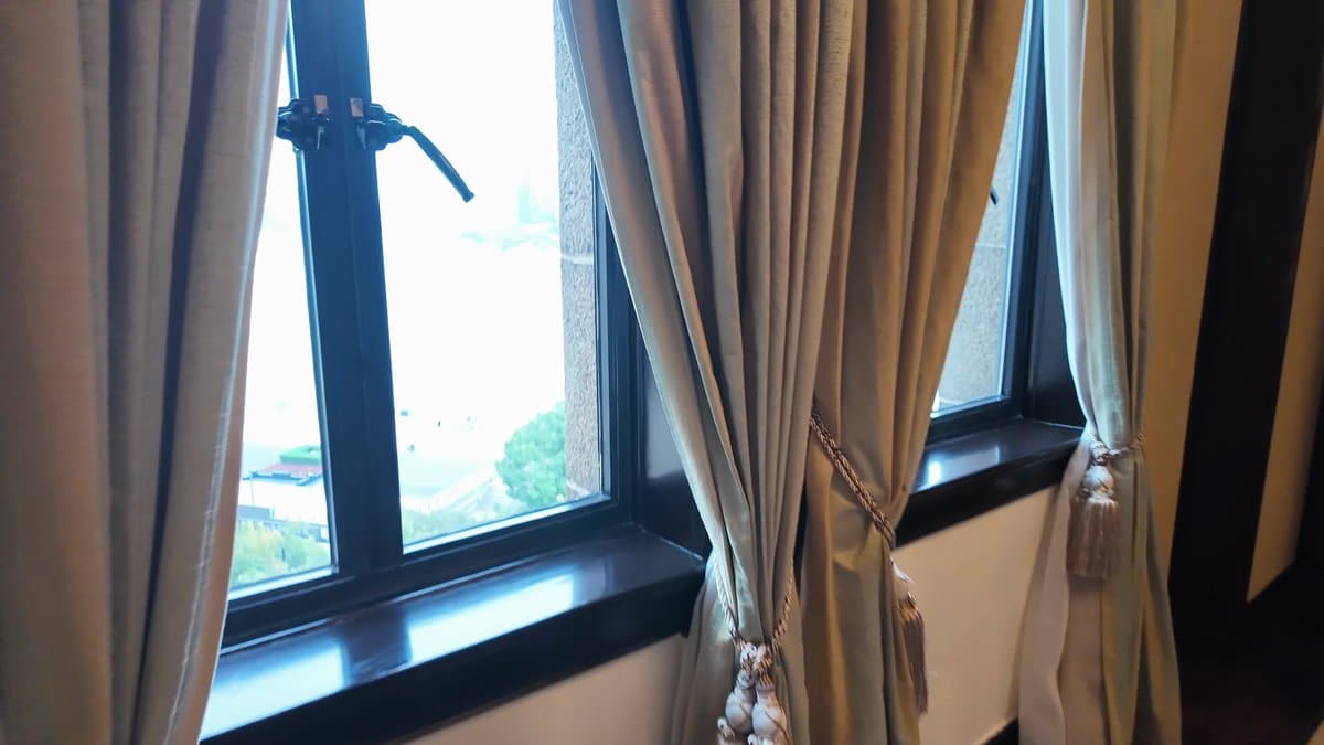 Tied-back drapes flooding daylight
