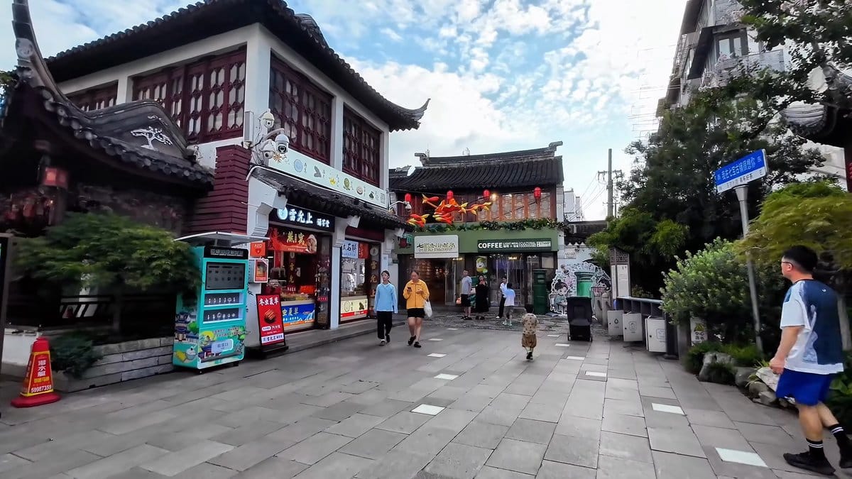 Traditional shopfronts along the old street