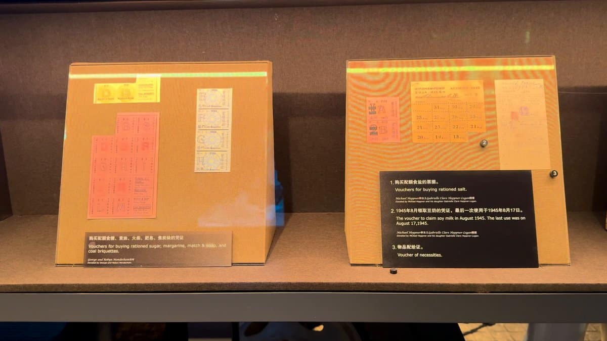 Two illuminated document panels on stands, each with
