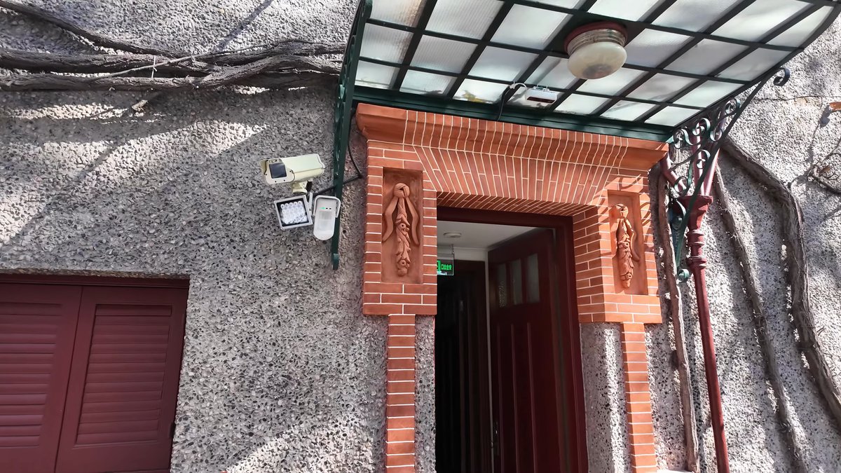 Vine-wrapped brick villa doorway