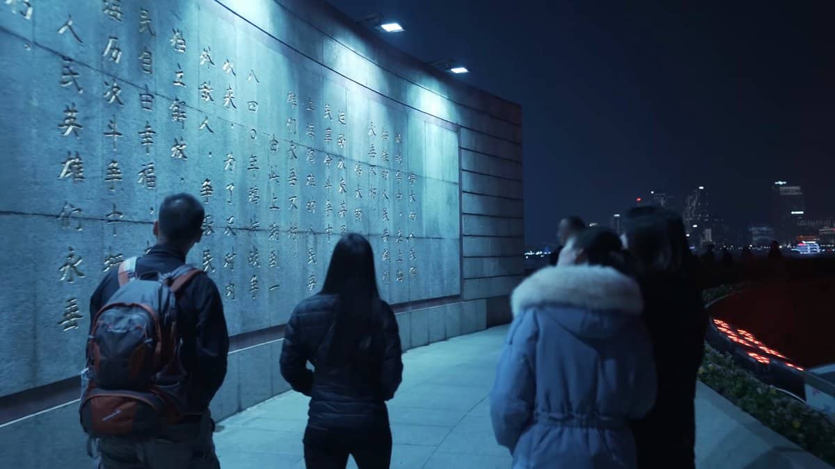 Visitors at the memorial wall