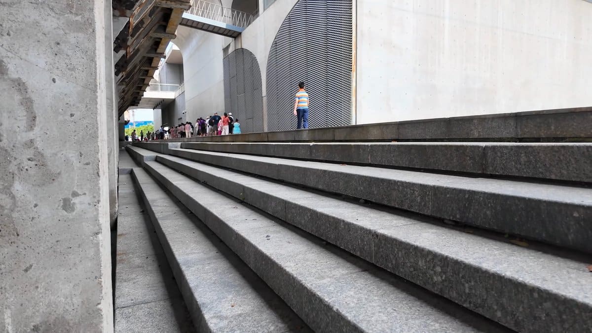 Wide stone steps toward the building