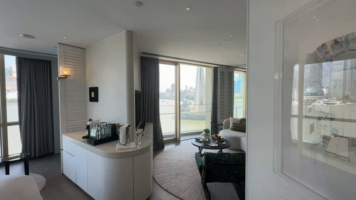 Window console overlooking the river