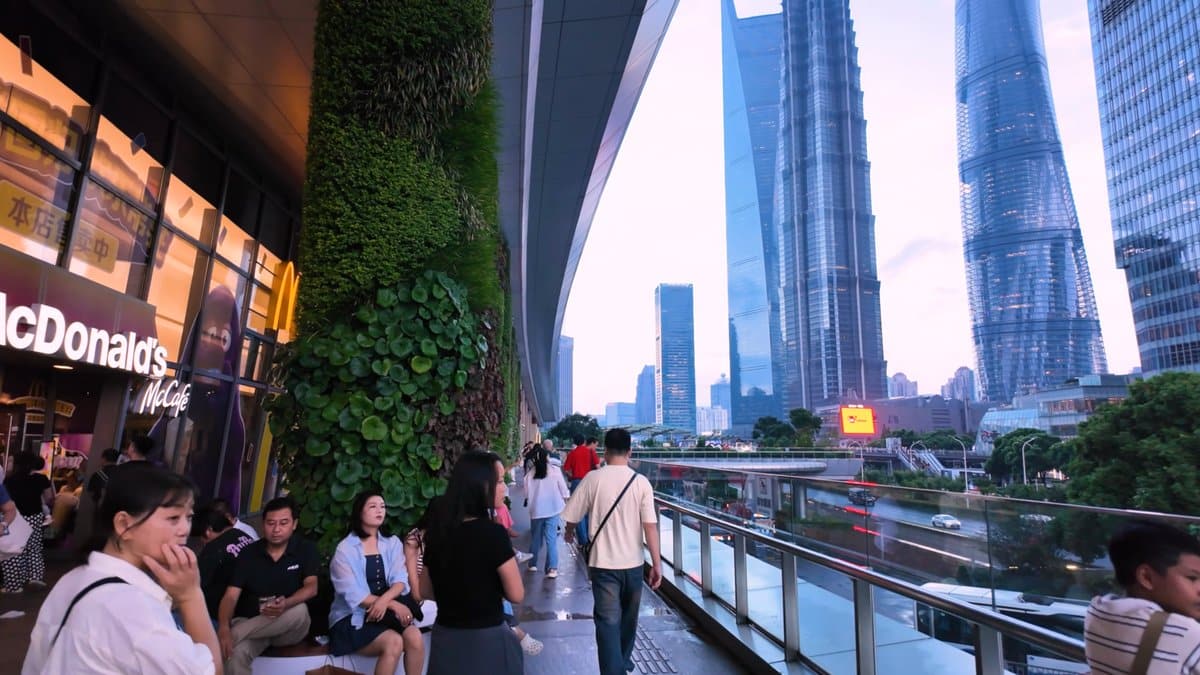 A living green wall on a pillar beside