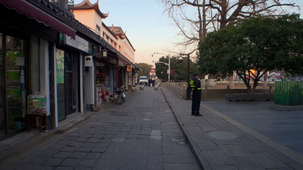 A street at the edge of the old