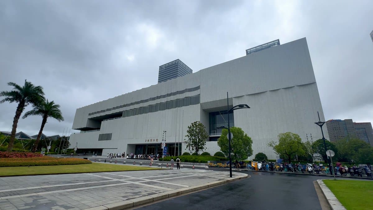 Angular white stone museum exterior