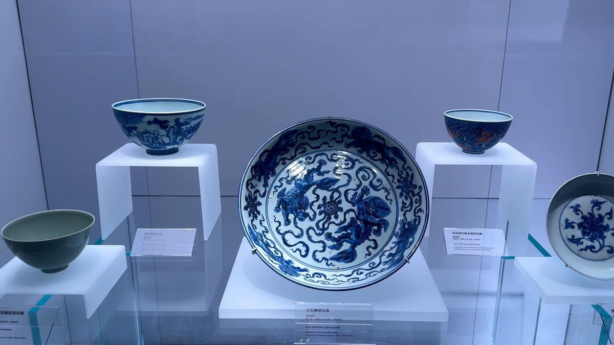 Blue-and-white dragon porcelain