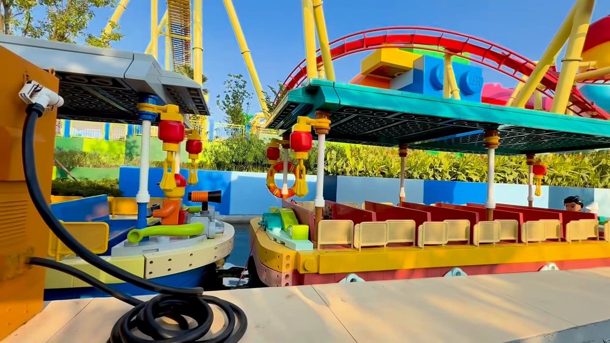 Boats docked under colourful canopy