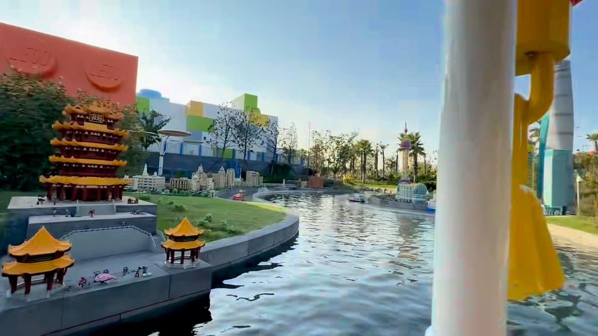 Brick Chinese tower by the water