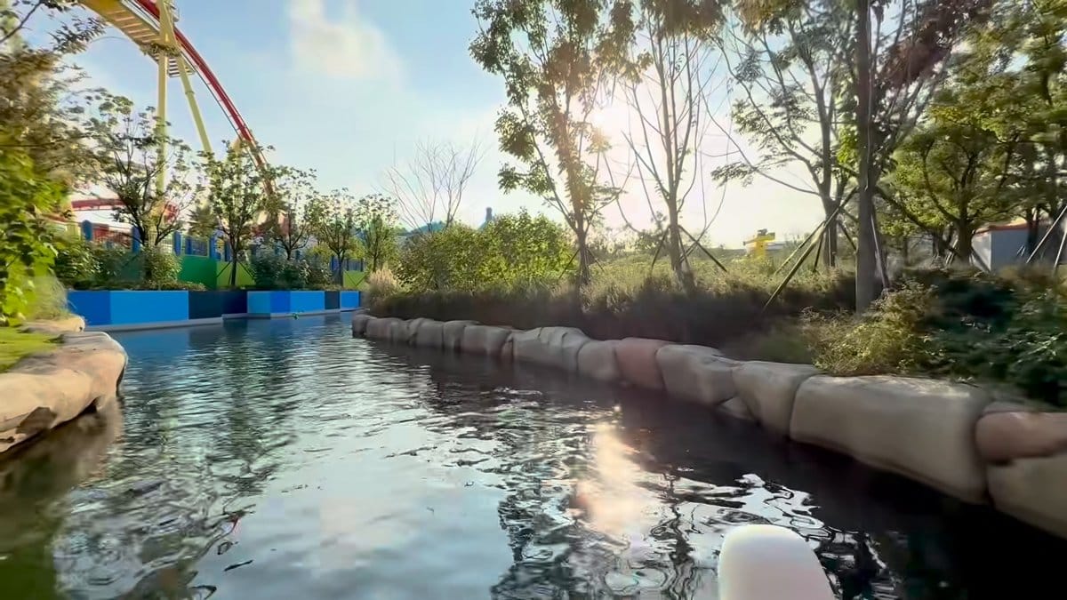 Canal lined with coaster track