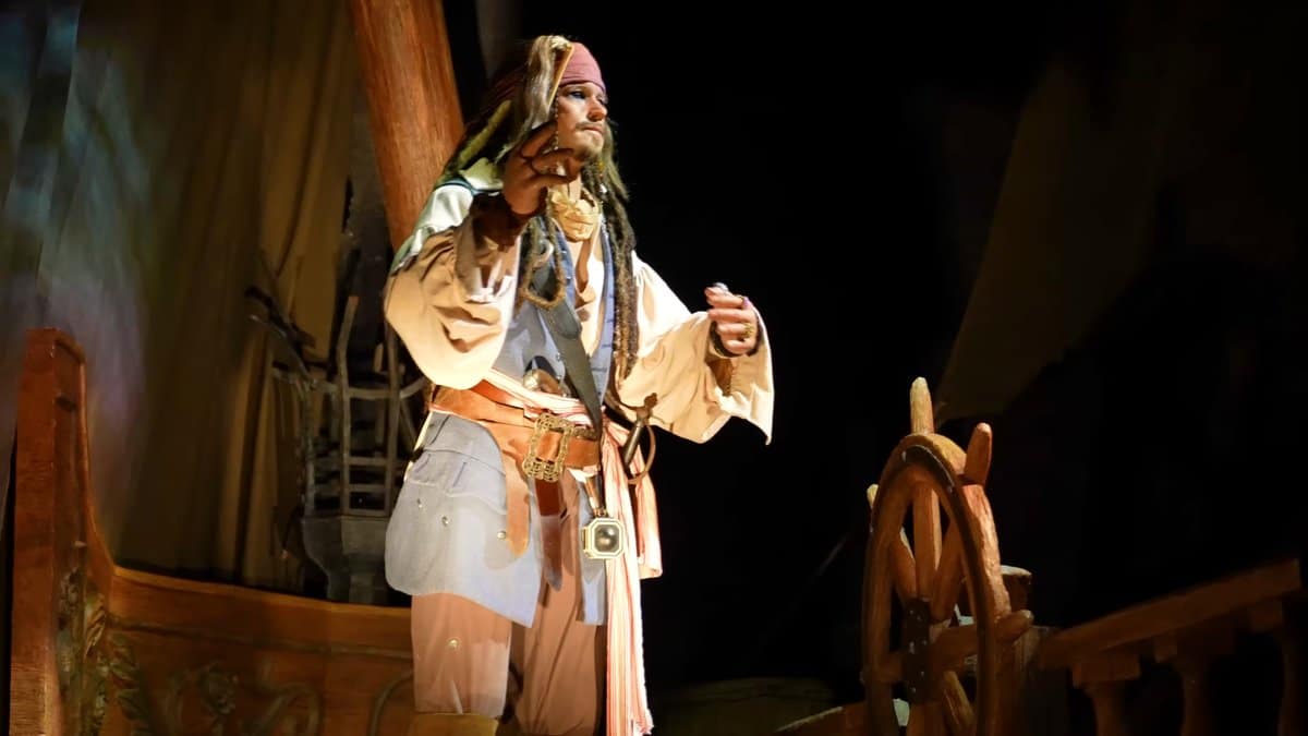 Captain Jack Sparrow at the wheel
