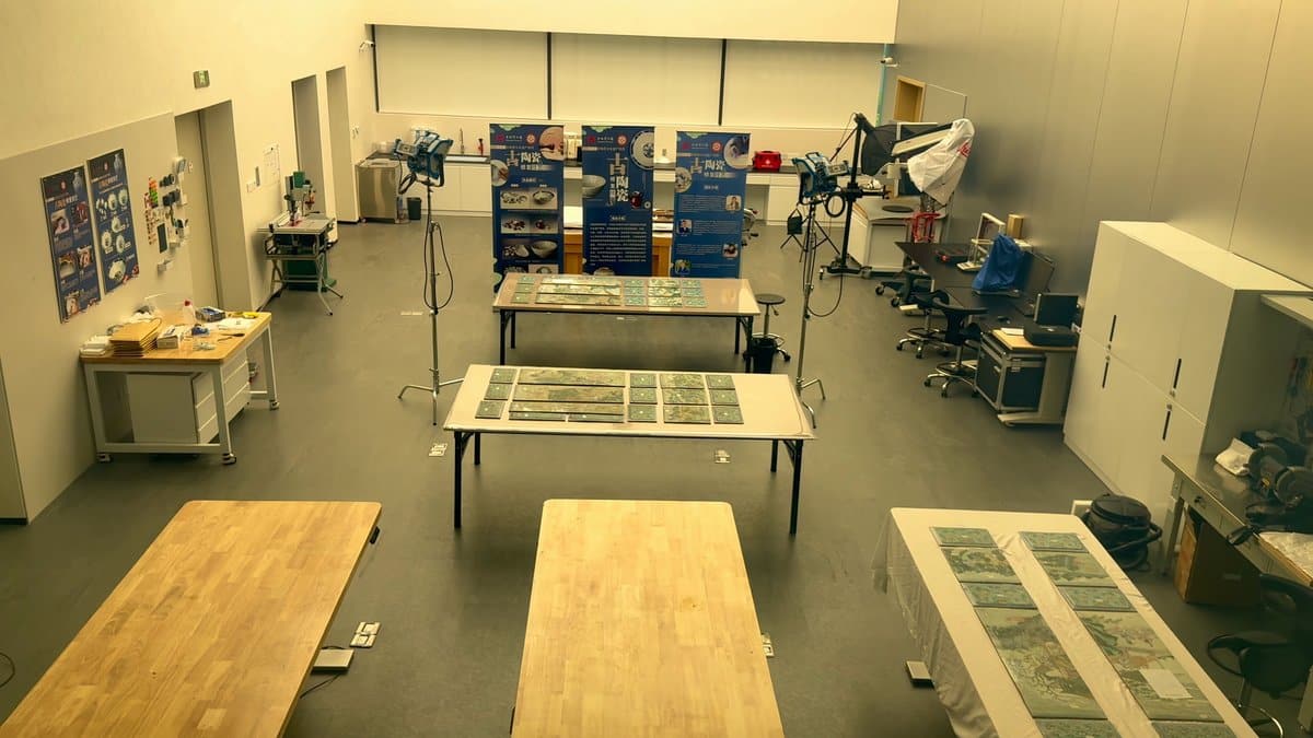 Conservation lab seen through glass