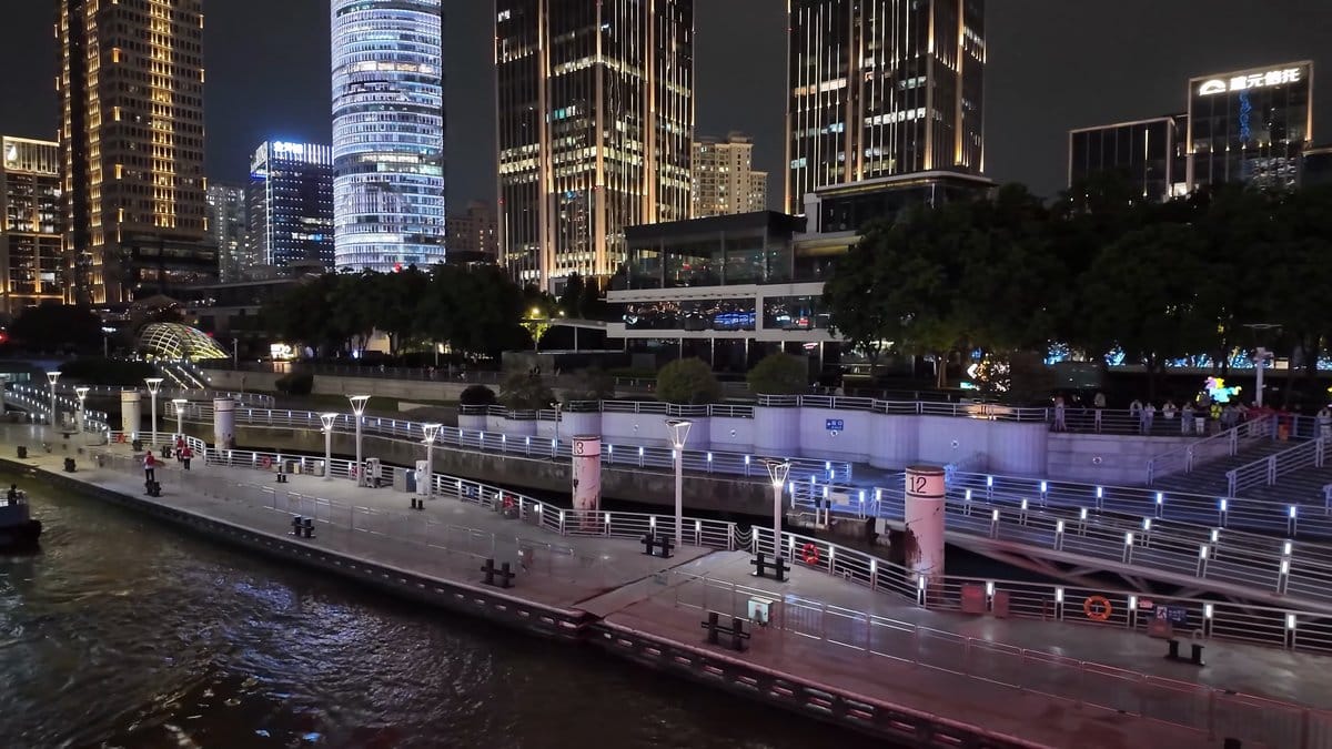 Departing Pudong pier at night