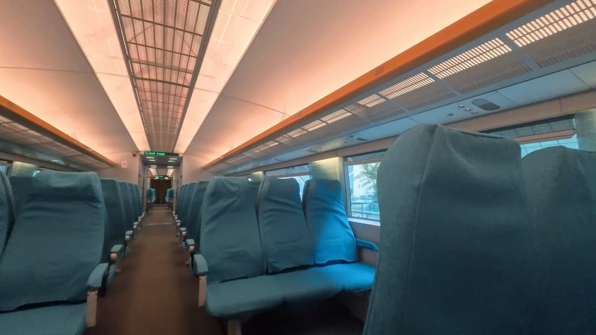 Empty Maglev carriage with speed display