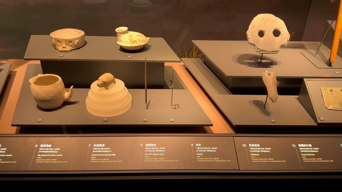 Excavated pottery and a clay ring on low