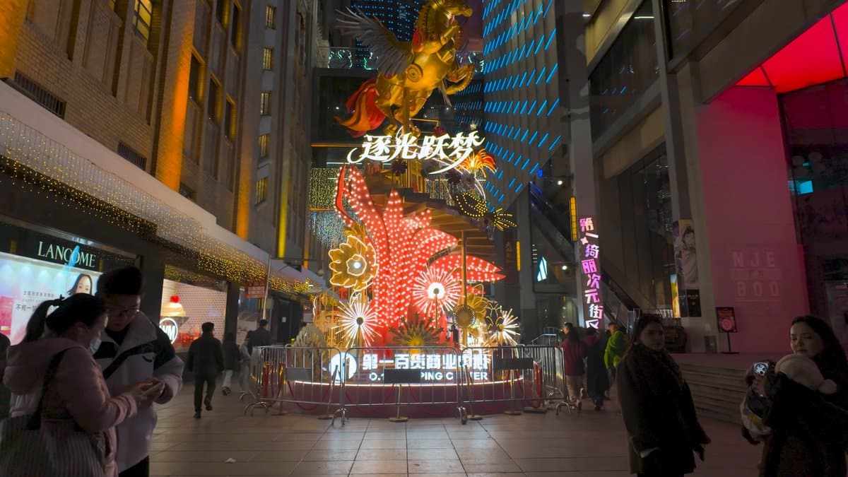 Golden winged horse New Year display