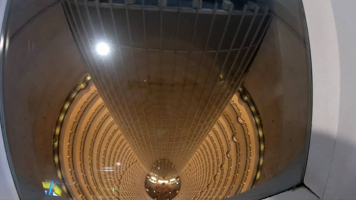 Grand Hyatt atrium spiralling balconies