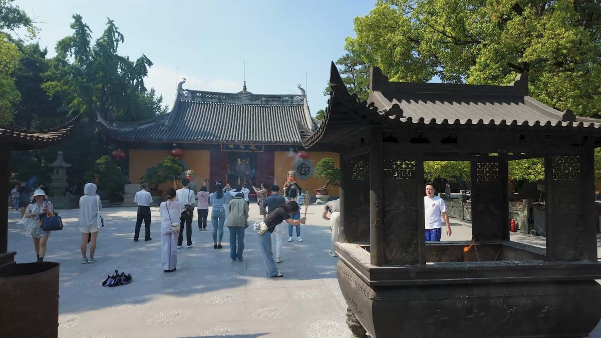 Incense burner before a temple hall