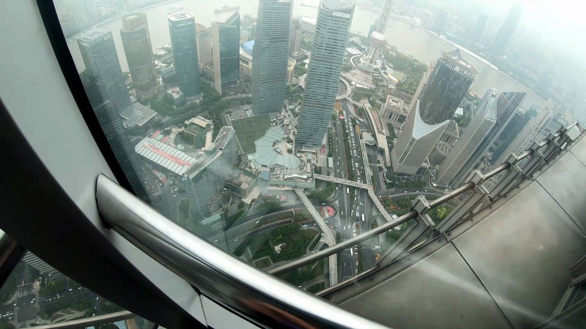 Looking down on Lujiazui towers