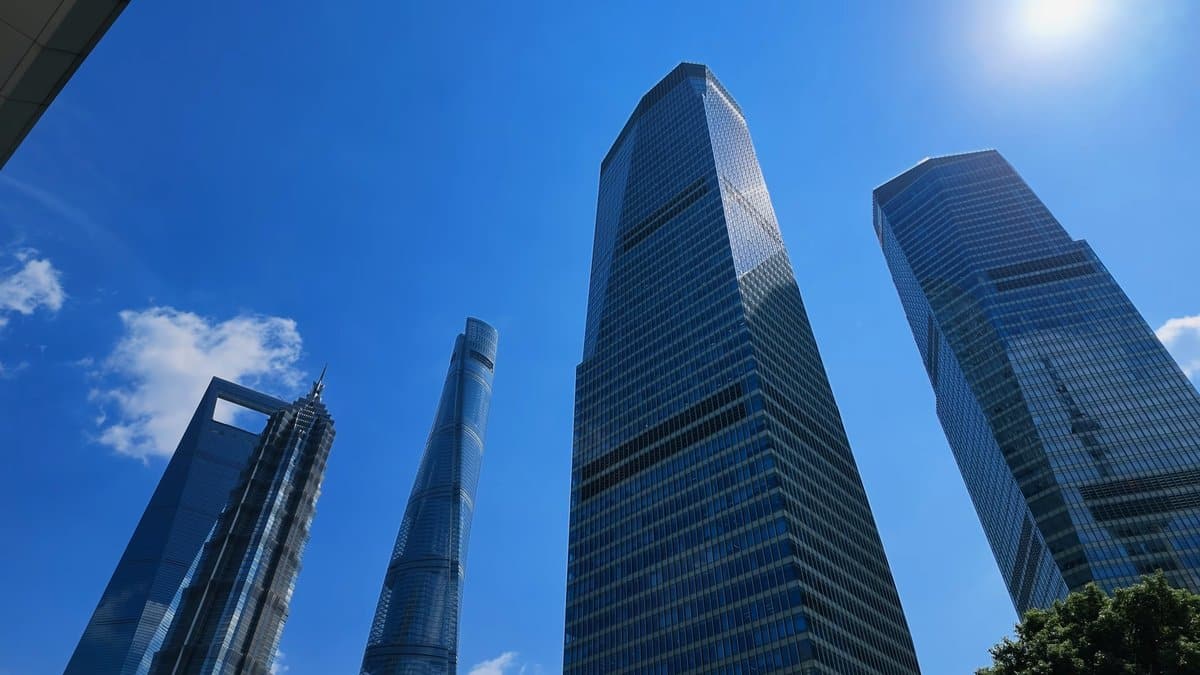 Looking up at Lujiazui supertalls