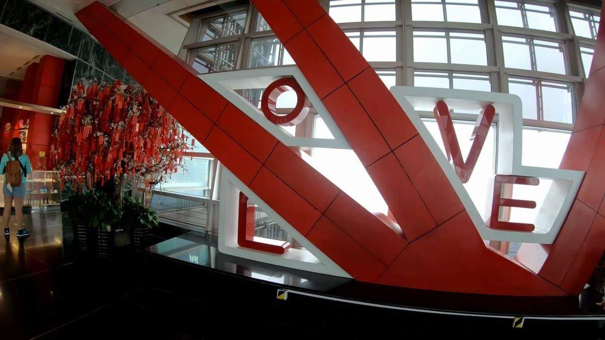 LOVE sculpture on observation deck