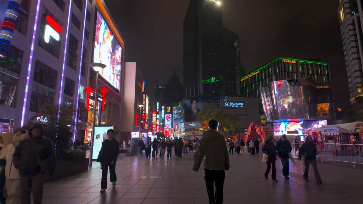 Neon towers and glowing screens