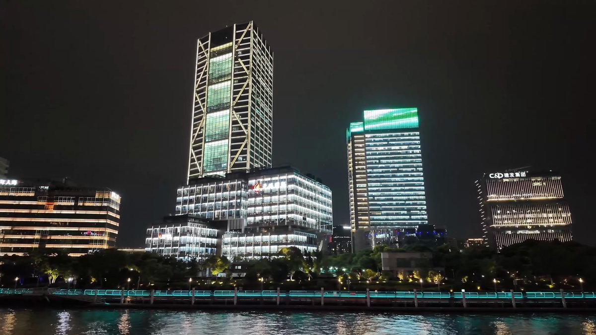 Office towers on the riverbank