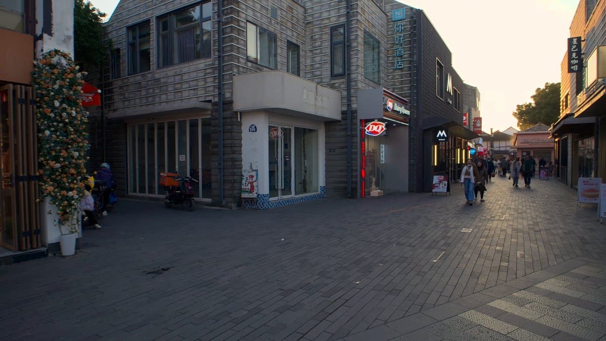 Old street in golden light