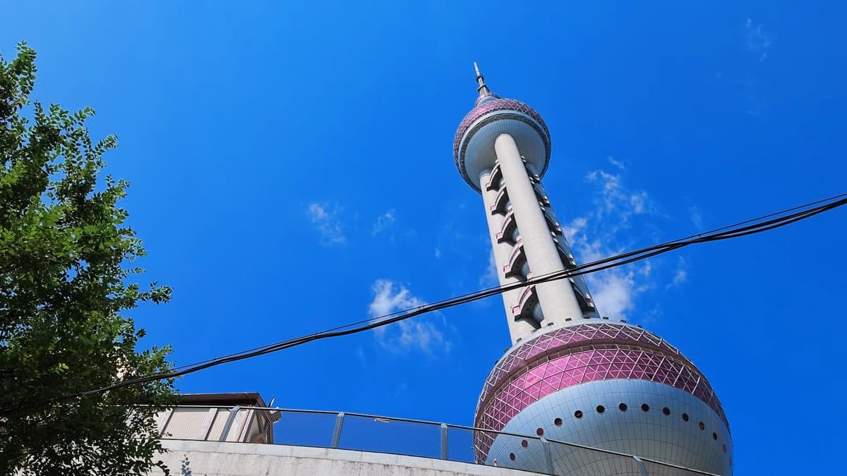 Oriental Pearl seen from directly below