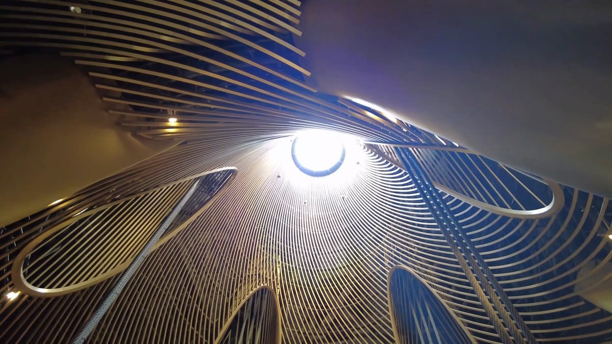 Ribbed gold canopy from below