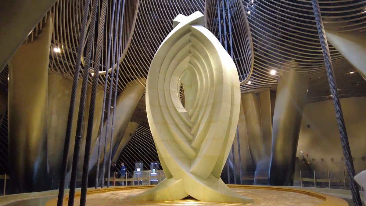 Sculpture beneath the gold canopy