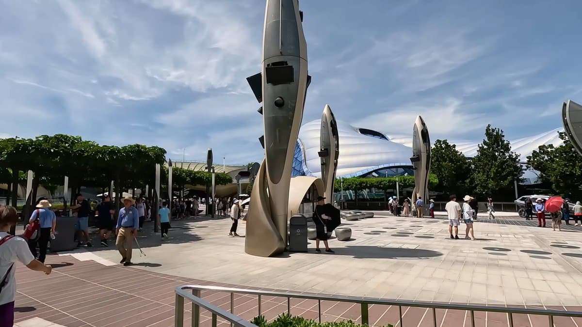 Sculptures on Tomorrowland plaza