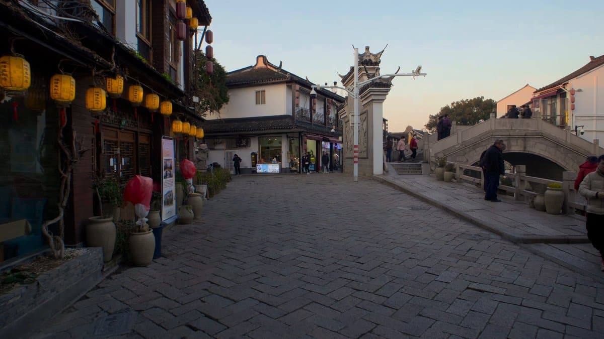 Stone gateway and humped bridge