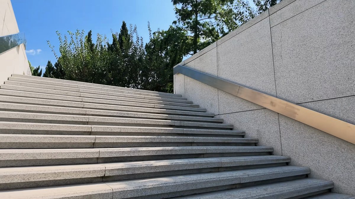Stone steps down to the riverside