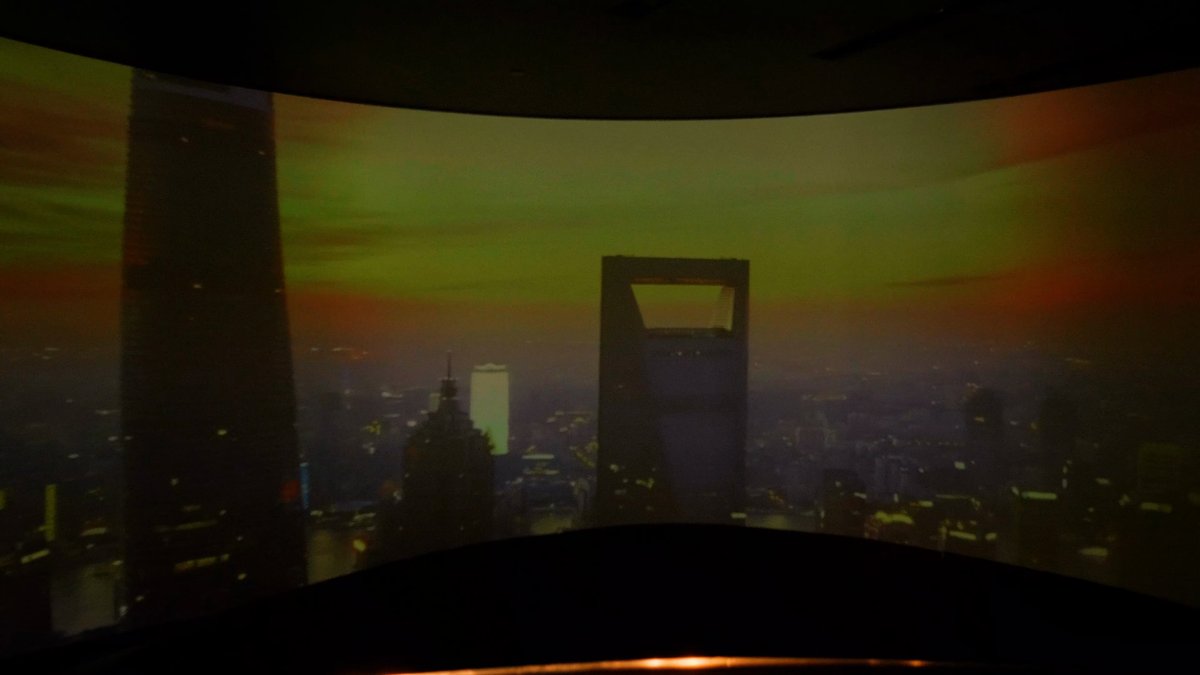 Sunset skyline panoramic projection