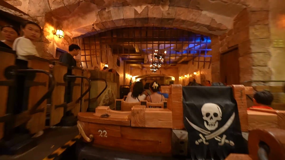 The boarding area of the pirate ride, boats