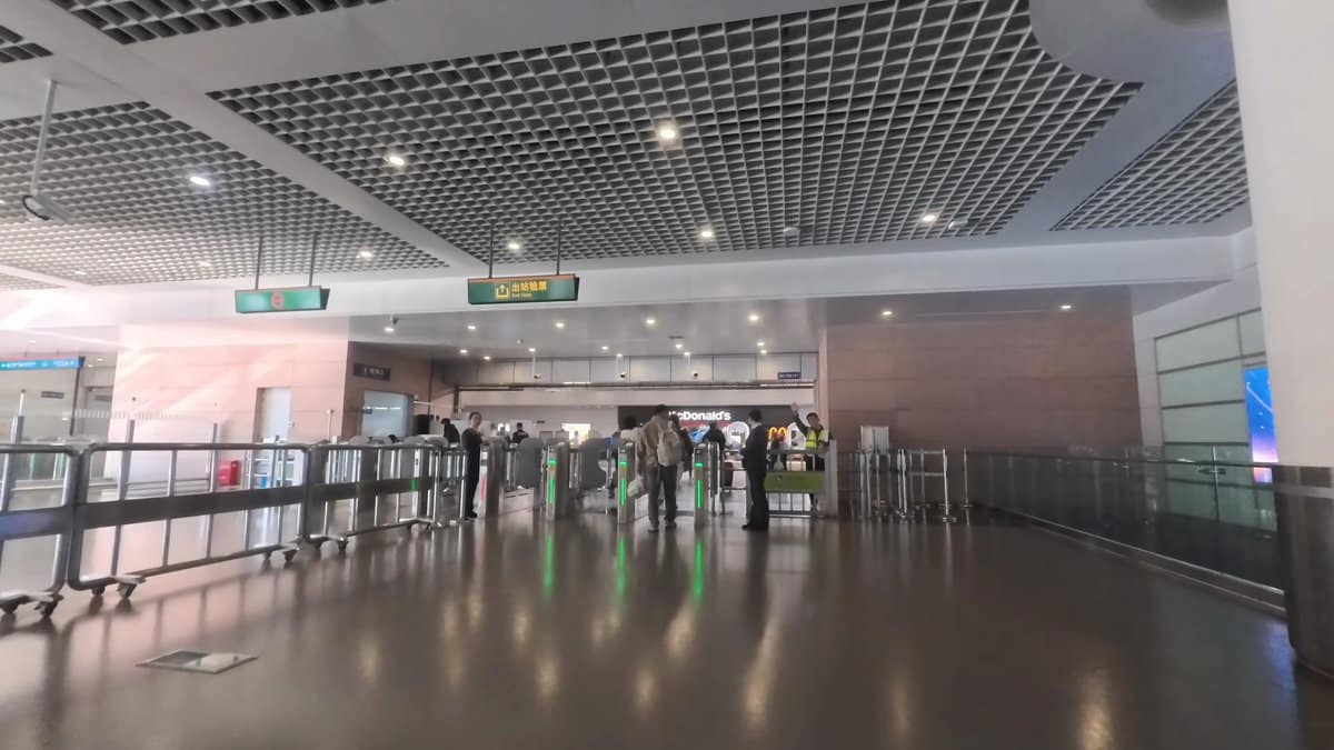 The ticket gates at the airport end, a