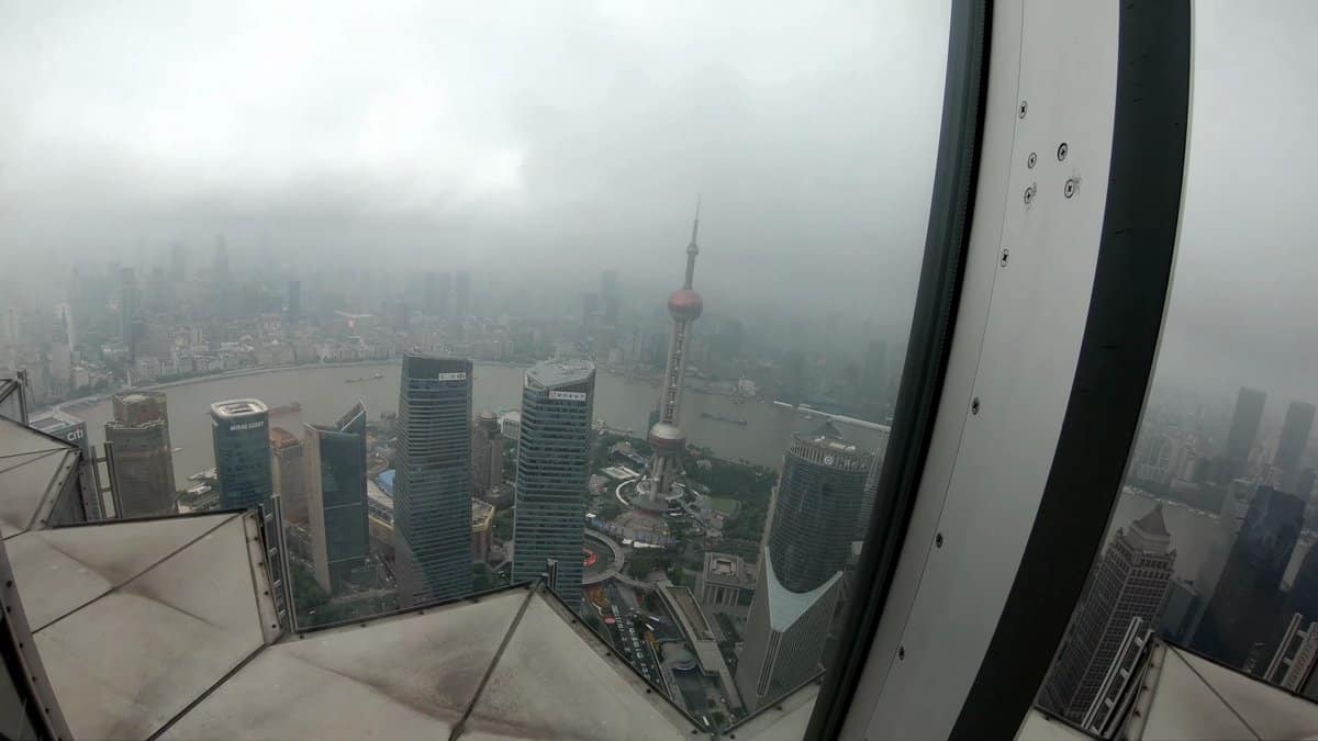 View down past Jin Mao's ledge