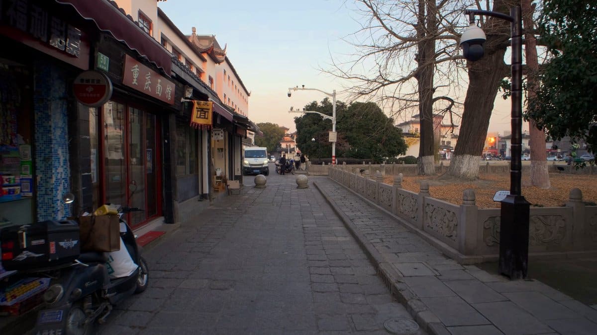 Waterside street and stone balustrade